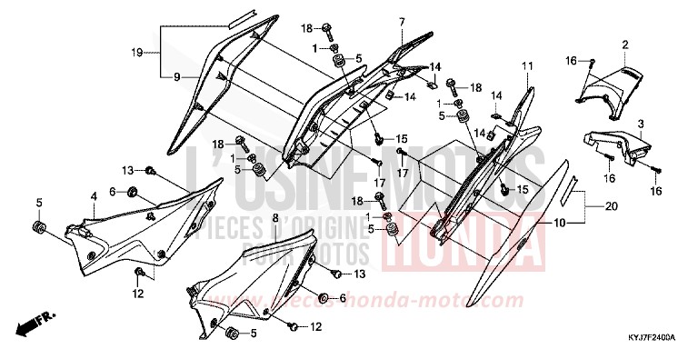 SIDE COVER/REAR COWL for CBR250R ABS NITRIC ORANGE (YR271) from 2013